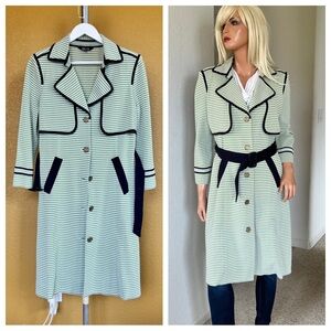 MISOOK Striped Belted Button-up Duster Spring Coat